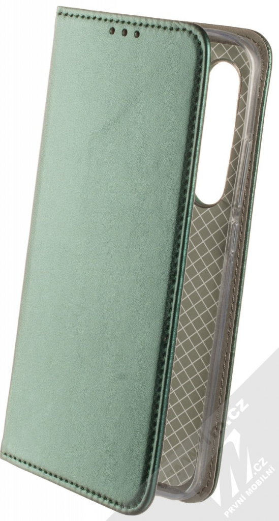 Pouzdro 1Mcz Magnetic Book flipové Xiaomi Mi Note 10 Lite tmavě zelené