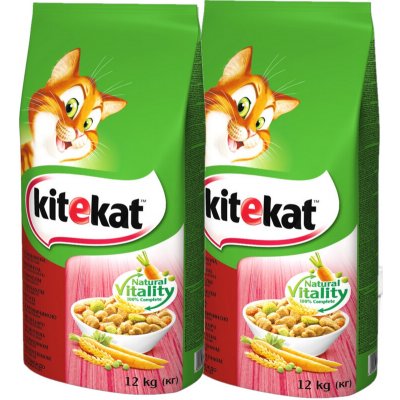 Kitekat granule s hovězím masem a zeleninou 2 x 12 kg – Hledejceny.cz