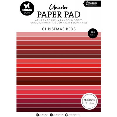 Blok barevných papírů Studio Light, A5, 36 l. - vánoční odstíny červené – Zboží Dáma