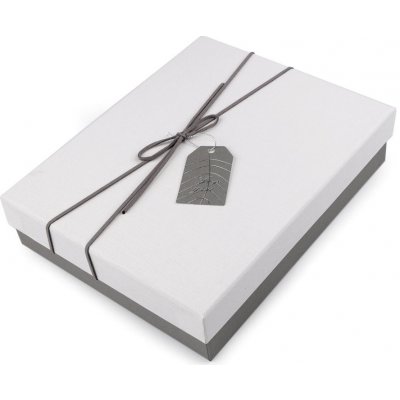 Dárková krabice s mašlí a visačkou - (19x24 cm) bílá šedá – Zboží Mobilmania
