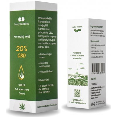 Svatý Sedláček Konopný olej 20% CBD 30 ml – Sleviste.cz