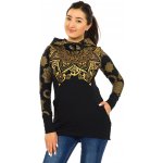 Himalife mikina Moana s maxi kapucí černá s metalickou zlatou – Zboží Dáma