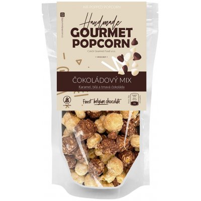 Gourmet Popcorn Karamel, bílá a tmavá čokoláda 75 g