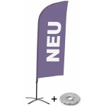 Jansen Display Kompletní sada reklamní vlajky ve tvaru křídla, Novinka, fialová, německy Křížová Základna, 1273 x 3030 mm – Zboží Živě