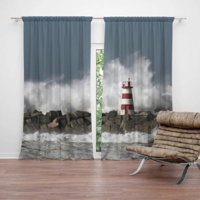 Závěsy Maják ve vlnách: 2 ks - 140x250 cm - Sablio – Hledejceny.cz