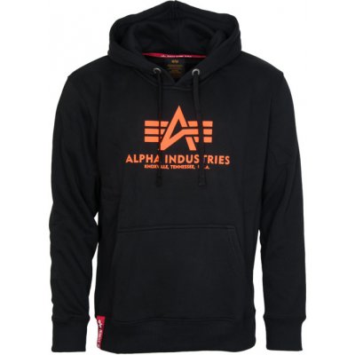 Alpha Industries mikina Basic Hoody černá neon orange – Zboží Mobilmania