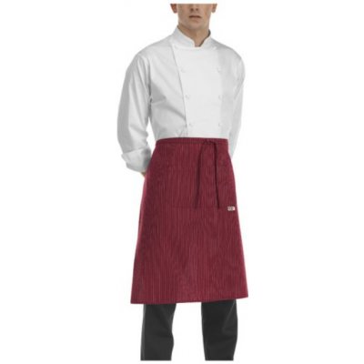 Egochef zástěra nízká s kapsou bordó jemné bílé pásy E-6101055C – Hledejceny.cz