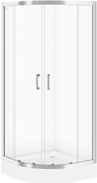 CERSANIT SET B161 čtvrtkruhový sprchový kou BASIC 80x185, transparent + vanička TAKO 80x16 S601-117