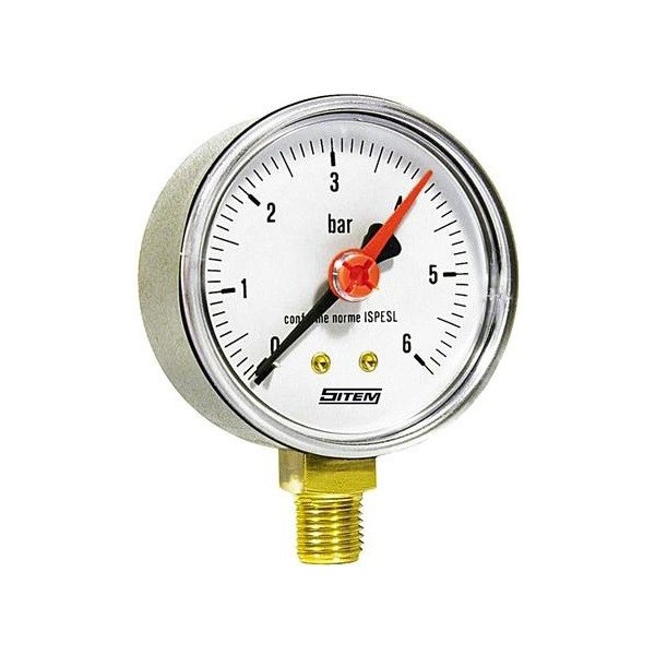 Měření voda, plyn, topení MALGORANI SITEM Manometr (tlakoměr) d50mm 0-6 BAR SPODNÍ vývod 1/4" - voda, vzduch M5006S