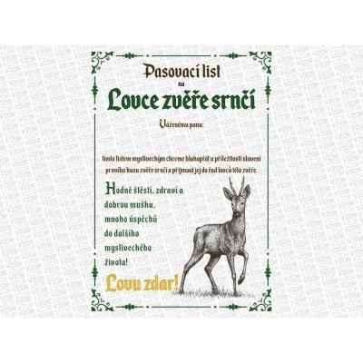 Pasovací list na lovce zvěře jelení sika – Zboží Dáma