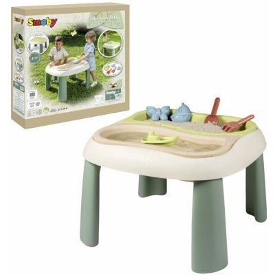 Smoby Stůl na vodu a písek Water&Sand Table Life s otvorem pro slunečník a dvojitý kryt s loďkou bábovičkami a nářadím s UV filtrem od 18 měsíců – Sleviste.cz