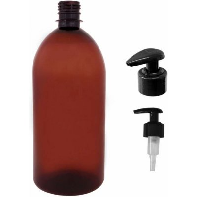 Tera Plastová láhev hnědá s černou dávkovací pumpičkou 1 l – Zboží Dáma