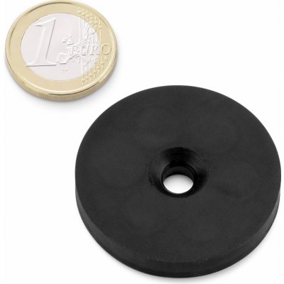 Neodymový magnetický úchyt kruh Ø 43 mm, M6, síla 10 kg, pogumovaný – Sleviste.cz