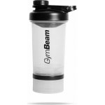 Viacdílný šejkr 2v1 Clear 500 ml - GymBeam Barva: černá