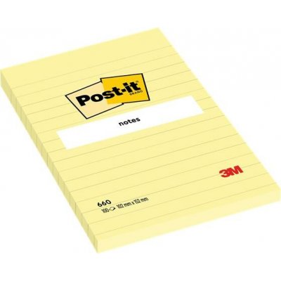 3M POSTIT Samolepicí blok na poznámky, 102 × 152 mm, 100 listů, linkovaný, 3M POST-IT, žlutý 7100172753 – Hledejceny.cz