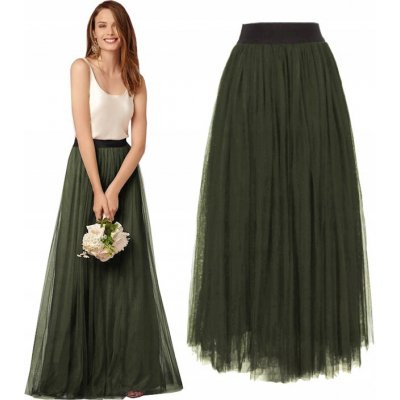 Fashionweek dámská sukně exkluzivní dlouhá maxi dlouhá tylová sukně BRAND51 khaki – Zboží Mobilmania