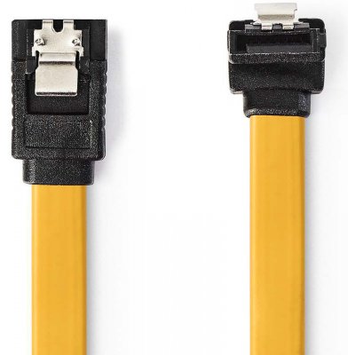 Nedis SATA datový kabel, 6 Gb/s, SATA 7-pin zásuvka - SATA 7-pin zásuvka úhlová 90°, 1 m, žlutá (CCGP73255YE10) – Zboží Živě