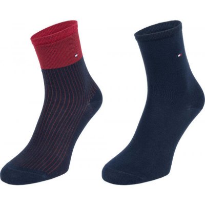 Tommy Hilfiger WOMEN 2P TENCEL SHORT SOCK COLORBLOCK Tmavě modrá Červená – Zbozi.Blesk.cz