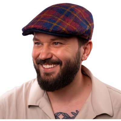 Fiebig Headwear since 1903 zimní tvídová vlněná bekovka s modrým koženým kšiltem – Hledejceny.cz