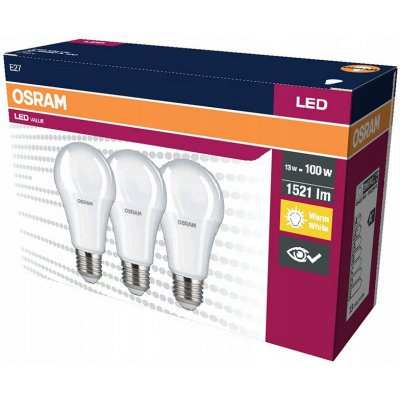 Osram žárovka LED VALUE CLA100 E27 13W/827 3balení BASECLA100 – Zboží Mobilmania