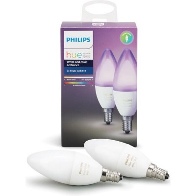 Philips Chytrá žárovka Hue Bluetooth 6W, E14, White and Color Ambiance, 2ks – Zboží Mobilmania