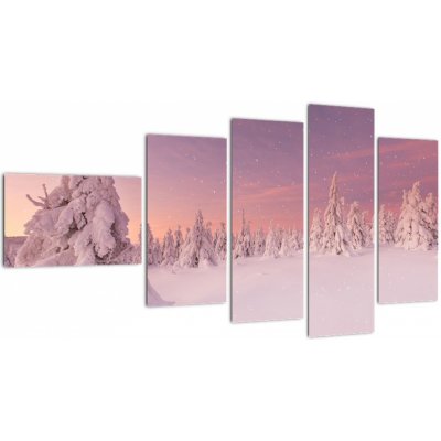 Obraz - Stromy pod sněhovou přikrývkou, pětidílný 110x60 cm – Hledejceny.cz