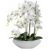 Květina Umělá Orchidej bílá v misce, 66cm