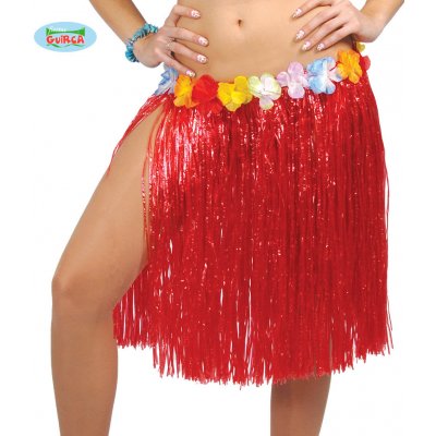 Havajská sukně s květy červená 50 cm