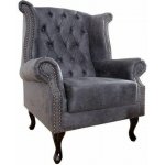 Interior DE Křeslo Chesterfield antik šedé mikrovlákno KRS37473 – Zbozi.Blesk.cz