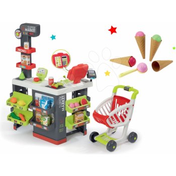 Smoby set obchod s vozíkem Supermarket a zmrzlina s kornoutkem 350213-18