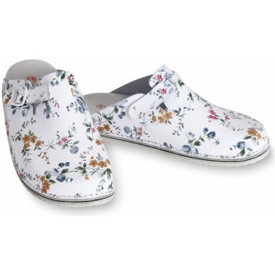 Wooline pantofle ortopedické kožené s květ, plná špička dámské – Hledejceny.cz