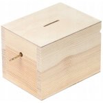 Dřevia Dřevěná pokladnička se zámkem 14x10x10 cm – Zboží Dáma