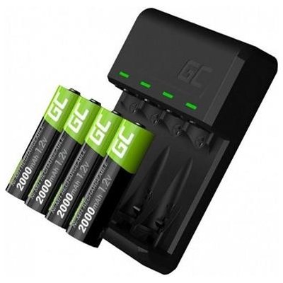 Green Cell Sada nabíječky VitalCharger a 4x dobíjecí baterie AA 2000mAh Ni-MH – Sleviste.cz
