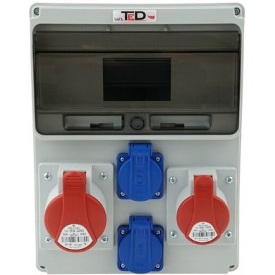 STAVEBNÍ ROZVADĚČ 2 X 250V 16A + 400V 16A/4P + 400V 32A/4P 11 M IP44 – Sleviste.cz