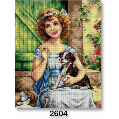 Předloha vyšívací 40 x 50 cm 2604 dívka s pejskem – Zboží Mobilmania