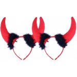 Čertovské rohy červené s černými chlupy – Zboží Dáma