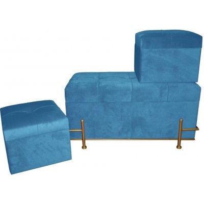 DKD HOME DECOR Barová stolička DKD Home Decor Modrá polyesterová pěna Kov Dřevo MDF (3 ks) (80 x 40 x 42 cm)