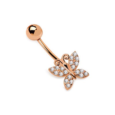 iZlato Forever piercing do pupíku Motýl z růžového zlata IZ30140R – Zboží Mobilmania