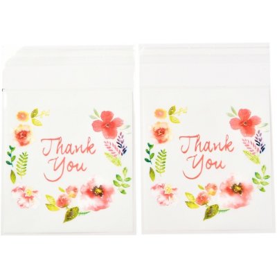 Celofánové sáčky s lepící klopou - Thank You - transparentní - 17 x 14 cm - 100 ks – Zboží Dáma