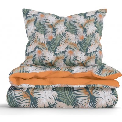 MKLuzkoviny.cz bavlna povlečení Renforcé Taisa zelená/terakota 140x200 70x90 – Sleviste.cz