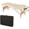 Masážní stůl a židle Feel2Home Masážní stůl 3 zóny dřevo krém Terapeutická lavice Kosmetický stůl Skládací mobilní nosítka