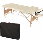 Feel2Home Masážní stůl 3 zóny dřevo krém Terapeutická lavice Kosmetický stůl Skládací mobilní nosítka