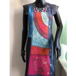 Desigual zajímavé šaty Vest Manchu s barevnou všitou látkou vícebarevná šedá – Hledejceny.cz