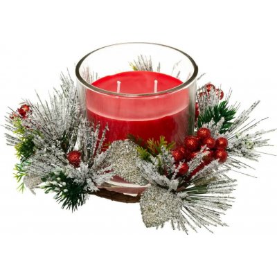 Atmosphera Vánoční věnec s červenou svíčkou, 270 g červená – Hledejceny.cz