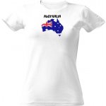 Tričko s potiskem Tričko s potiskem mapy Austrálie dámské Bílá – Sleviste.cz