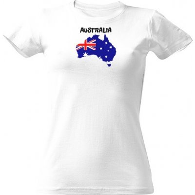 Tričko s potiskem Tričko s potiskem mapy Austrálie dámské Bílá – Sleviste.cz
