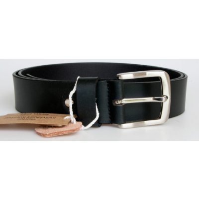 Matně černý kožený opasek Bullburry z pevné kůže s lesklou přezkou FLW – Zboží Dáma