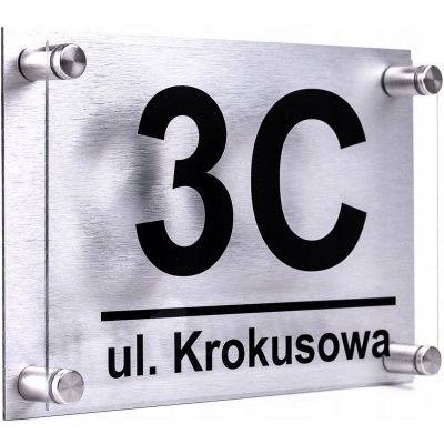 Domovní číslo, tabulka s adresou 32x21 stříbrná plexi sklo akrylát dibond – Hledejceny.cz