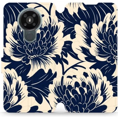 Mobiwear - Nokia 3.4 - VA40S Modré a béžové květy – Zboží Mobilmania