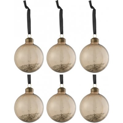 Set šesti hnědých skleněných vánočních ozdob J-line Gloss 8 cm – Hledejceny.cz